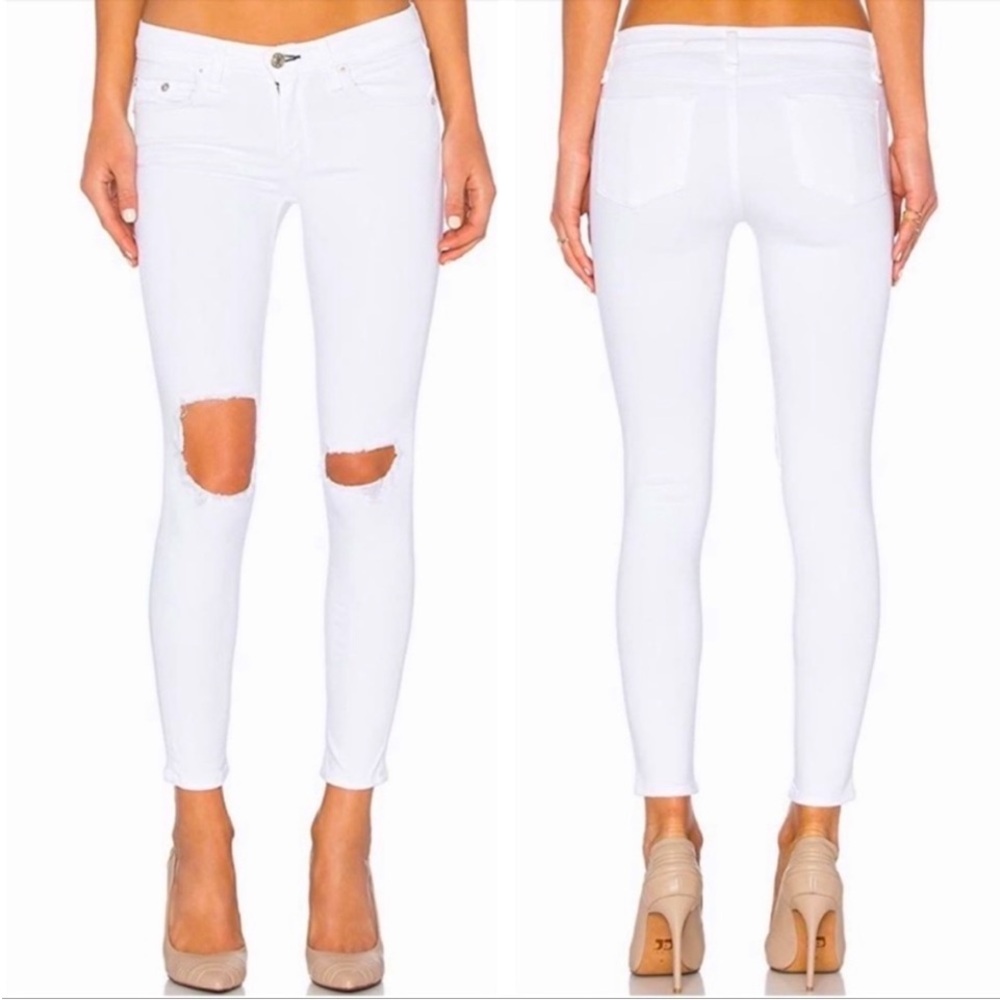 Rag & Bone - white distressed skinny capri